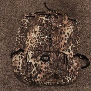 Pink, leopard backpack